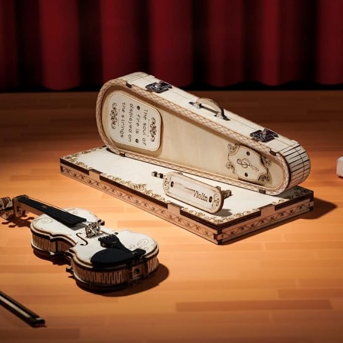 WOODEN 3D VIOLIN PUZZLES, MUSICAL INSTRUMENT MODEL KIT 3D PUZZLES, EDUCATIONAL CRAFT BUILDING TOYS, DESK DECOR/DIY HOBBIES/GIFTS FOR FAMILY AND FRIENDS, GIFTS FOR TEENS AND KIDS TO BUILD - Image 3